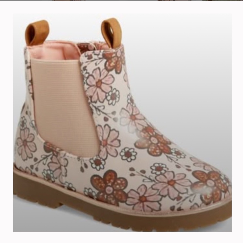 Nordstrom Jaymes Chelsea Boots in Pink Lotus Floral Combo sz 6 Toddler EUC